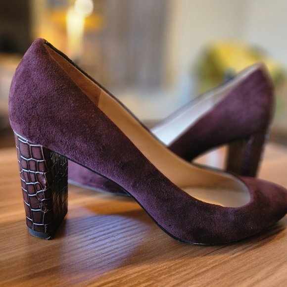 Purple Pumps with Brown Heel - Picture 1 of 4